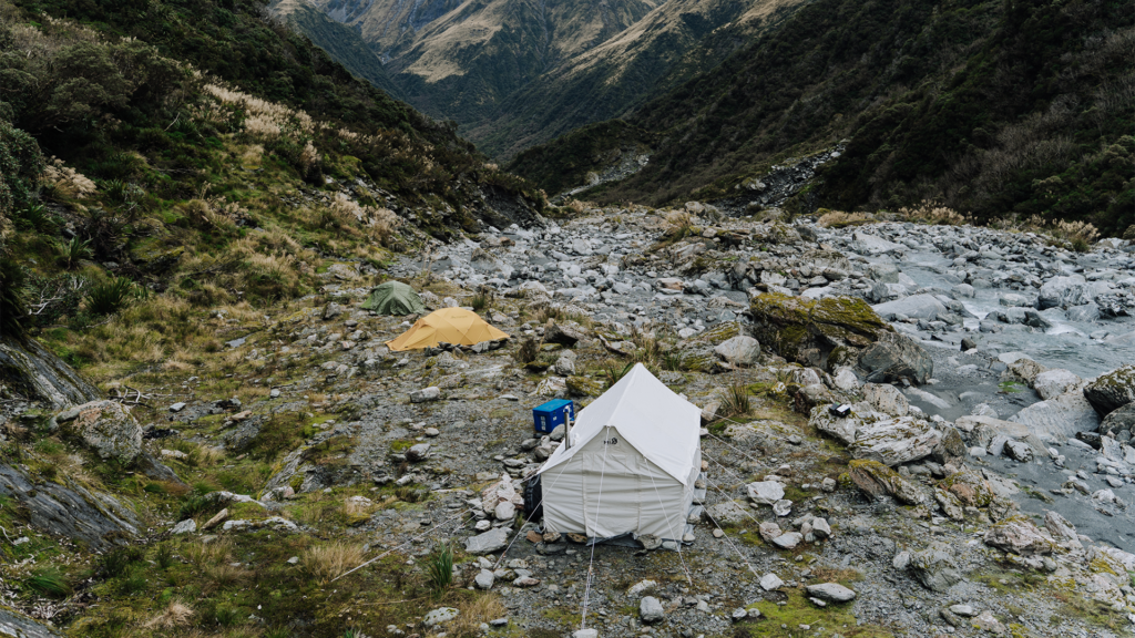 campsite on tlhe rocks